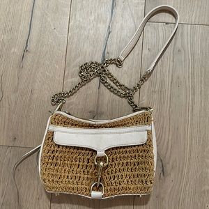 Rebecca Minkoff raffia crossbody bag.